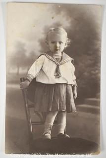 Real Photo Post Card of Child in Sailor Suit.