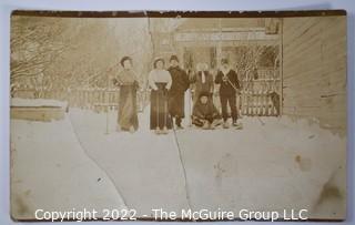 Victorian Real Photo Post Card of Sledding and Skiing