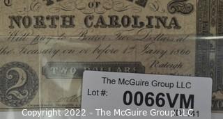 Confederate Bank Note:  1861 Hand Signed Two Dollar Note. State of North Carolina