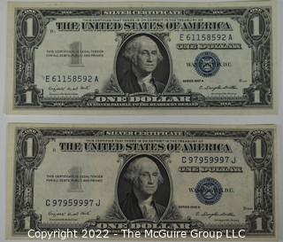 (2) Silver Certificate One Dollar Bank Notes