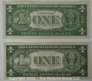 (2) Silver Certificate One Dollar Bank Notes