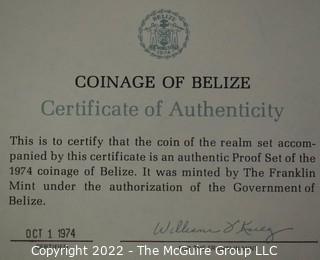 1974 Belize Proof Coin Set issued by The Franklin Mint