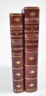 Two Leather Bound Books of Sherlock Holmes by A. Conan Doyle  