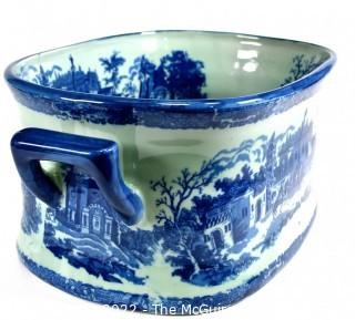 Large Victoria Ware Blue & White Chinoiserie Ironstone Footbath or Jardiniere. Measures 19"L x 12"W x 8"D