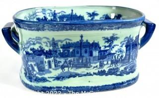 Large Victoria Ware Blue & White Chinoiserie Ironstone Footbath or Jardiniere. Measures 19"L x 12"W x 8"D