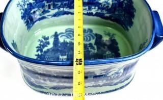 Large Victoria Ware Blue & White Chinoiserie Ironstone Footbath or Jardiniere. Measures 19"L x 12"W x 8"D