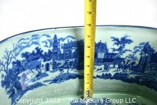 Large Victoria Ware Blue & White Chinoiserie Ironstone Footbath or Jardiniere. Measures 19"L x 12"W x 8"D