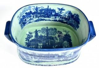 Large Victoria Ware Blue & White Chinoiserie Ironstone Footbath or Jardiniere. Measures 19"L x 12"W x 8"D