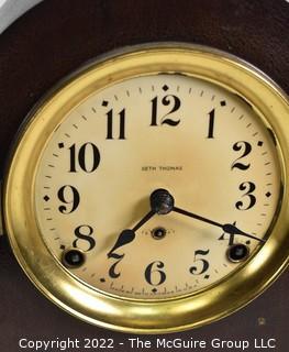 Seth Thomas Chiming Mantle Clock with key.  Works.