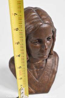 Bust of Susan B. Anthony Made From Marble Dust.  7" T.