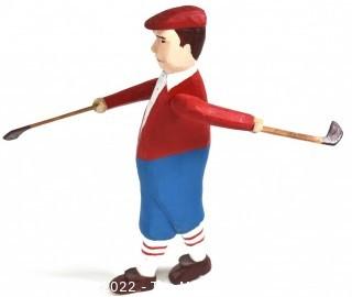 Primitive Folk Art Wood Carved Golfer Whirligig. Includes shown in lot 10BE.   10"T