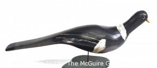 Primitive Folk Art Carved Wood Homing Pigeon (does not include stand). 14" long. Bird