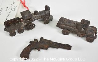 Three (3) Vintage Cast Iron Toys Found During Excavation 