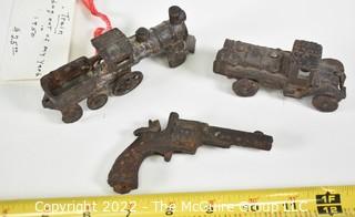 Three (3) Vintage Cast Iron Toys Found During Excavation 