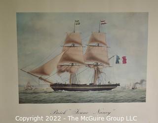 Unframed colored print of French Clipper Ship Brick "Jeune Nancy". Measures 16 x 24"