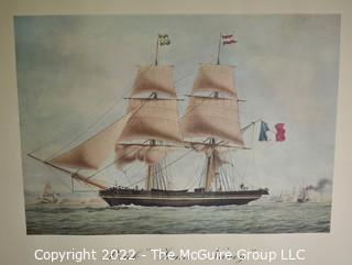 Unframed colored print of French Clipper Ship Brick "Jeune Nancy". Measures 16 x 24"