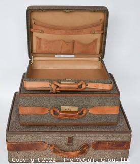 Three (3) Piece Set of Vintage 1970’s Tweed Hartmann Luggage