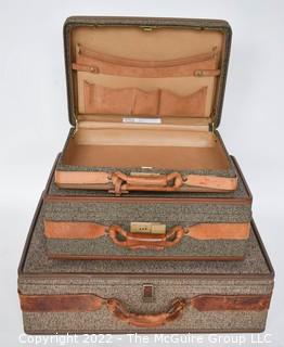 Three (3) Piece Set of Vintage 1970’s Tweed Hartmann Luggage