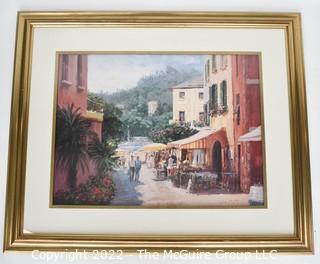 Framed Under Glass Mediterranean Streetscape Print