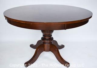 Round Mahogany Pedestal Dining Table.  48" D x 30"T.