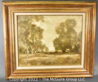 Gilt Framed Oil on Canvas Landscape Signed by Artist Chester Dixon Snowden. 25" x 28".