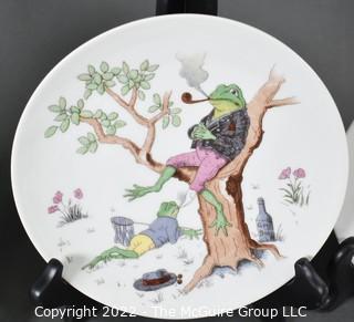 Set of 10 Pirkenhammer Fisher Mieg Porcelain Plates with Frog Scenes, Made in Austria