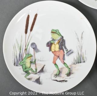 Set of 10 Pirkenhammer Fisher Mieg Porcelain Plates with Frog Scenes, Made in Austria