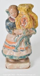 Small Hand Painted Porcelain Figurine or Candle Holder Made in Warsaw Poland.  5" tall.