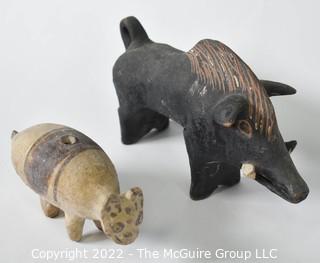 Herd of Tribal Hand Carved and Shaped Clay Animals. 