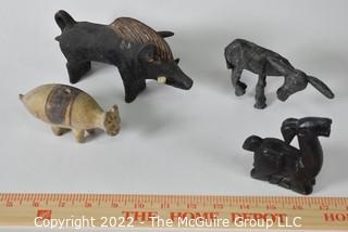 Herd of Tribal Hand Carved and Shaped Clay Animals. 