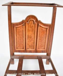 SALESMAN SAMPLE. Miniature (18"L x 19" Tall) Antique Inlaid Mahogany Half Tester Canopy Bed with Bed Linens and Draperies, Made by Edward Stott (1838 - 1881) Cabinet Maker and Upholsterer, 110 Yorkshire Street, Rochdale, Manchester UK. Measures 11" x 18" x 19". (NOTE: This Lot is part of a set (24RH, 25RH, 30RH, 30RHA, 31RH, 32RH).  Lot 60 RHA consists of the ENTIRE SET OF 6 LOTS.  If the high bid for Lot 60RHA exceeds the sum of High bids for (24RH, 25RH, 30RH, 30RHA, 31RH, 32RH), they will be sold as a set.  If you have questions about the process, text David at 202-441-5446