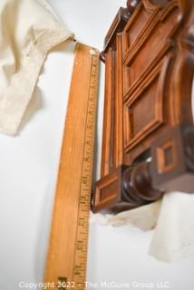 SALESMAN SAMPLE. Miniature (18"L x 19" Tall) Antique Inlaid Mahogany Half Tester Canopy Bed with Bed Linens and Draperies, Made by Edward Stott (1838 - 1881) Cabinet Maker and Upholsterer, 110 Yorkshire Street, Rochdale, Manchester UK. Measures 11" x 18" x 19". (NOTE: This Lot is part of a set (24RH, 25RH, 30RH, 30RHA, 31RH, 32RH).  Lot 60 RHA consists of the ENTIRE SET OF 6 LOTS.  If the high bid for Lot 60RHA exceeds the sum of High bids for (24RH, 25RH, 30RH, 30RHA, 31RH, 32RH), they will be sold as a set.  If you have questions about the process, text David at 202-441-5446