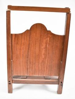 SALESMAN SAMPLE. Miniature (18"L x 19" Tall) Antique Inlaid Mahogany Half Tester Canopy Bed with Bed Linens and Draperies, Made by Edward Stott (1838 - 1881) Cabinet Maker and Upholsterer, 110 Yorkshire Street, Rochdale, Manchester UK. Measures 11" x 18" x 19". (NOTE: This Lot is part of a set (24RH, 25RH, 30RH, 30RHA, 31RH, 32RH).  Lot 60 RHA consists of the ENTIRE SET OF 6 LOTS.  If the high bid for Lot 60RHA exceeds the sum of High bids for (24RH, 25RH, 30RH, 30RHA, 31RH, 32RH), they will be sold as a set.  If you have questions about the process, text David at 202-441-5446