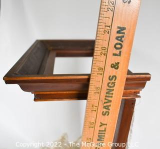 SALESMAN SAMPLE. Miniature (18"L x 19" Tall) Antique Inlaid Mahogany Half Tester Canopy Bed with Bed Linens and Draperies, Made by Edward Stott (1838 - 1881) Cabinet Maker and Upholsterer, 110 Yorkshire Street, Rochdale, Manchester UK. Measures 11" x 18" x 19". (NOTE: This Lot is part of a set (24RH, 25RH, 30RH, 30RHA, 31RH, 32RH).  Lot 60 RHA consists of the ENTIRE SET OF 6 LOTS.  If the high bid for Lot 60RHA exceeds the sum of High bids for (24RH, 25RH, 30RH, 30RHA, 31RH, 32RH), they will be sold as a set.  If you have questions about the process, text David at 202-441-5446