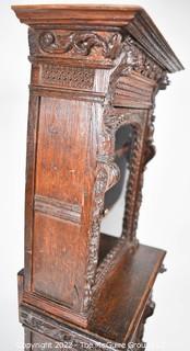 SALESMAN SAMPLE.  Miniature (21 inches) Antique Victorian Hard Carved Jacobean Sideboard Cabinet, Made by Edward Stott (1838 - 1881) Cabinet Maker and Upholsterer, 110 Yorkshire Street, Rochdale, Manchester UK.  Includes Photos of Actual Full-Size Piece in a Maryland Home Circa 1990.  Measures 5" x 10" x 21". (NOTE: This Lot is part of a set (24RH, 25RH, 30RH, 30RHA, 31RH, 32RH).  Lot 60 RHA consists of the ENTIRE SET OF 6 LOTS.  If the high bid for Lot 60RHA exceeds the sum of High bids for (24RH, 25RH, 30RHA, 31RH, 32RH), they will be sold as a set.  If you have questions about the process, text David at 202-441-5446