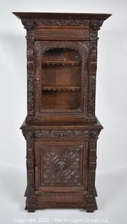 SALESMAN SAMPLE.  Miniature (21 inches) Antique Victorian Hard Carved Jacobean Sideboard Cabinet, Made by Edward Stott (1838 - 1881) Cabinet Maker and Upholsterer, 110 Yorkshire Street, Rochdale, Manchester UK.  Includes Photos of Actual Full-Size Piece in a Maryland Home Circa 1990.  Measures 5" x 10" x 21". (NOTE: This Lot is part of a set (24RH, 25RH, 30RH, 30RHA, 31RH, 32RH).  Lot 60 RHA consists of the ENTIRE SET OF 6 LOTS.  If the high bid for Lot 60RHA exceeds the sum of High bids for (24RH, 25RH, 30RHA, 31RH, 32RH), they will be sold as a set.  If you have questions about the process, text David at 202-441-5446