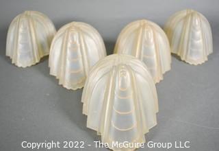 Five (5) Fitted Glass Lamp Chandelier Shades Made by Consolidated Glass Co.  One has been repaired. 