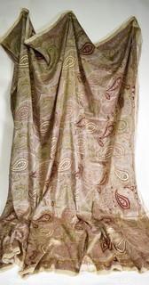 Vintage Paisley Block Printed Silk Fabric. 61" x 61".