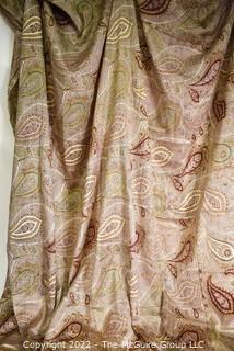 Vintage Paisley Block Printed Silk Fabric. 61" x 61".