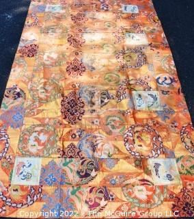 Large Silk with Gold Thread Throw Made of Antique Japanese Obi and Kimonos. 46" x 79".