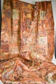 Large Silk with Gold Thread Throw Made of Antique Japanese Obi and Kimonos. 46" x 79".