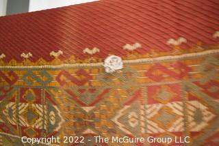 Antique Geometric Arts & Crafts Heavy Woven Tapestry Runner.  46" x 100".  Some repaired damage.