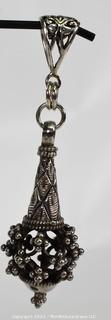 Pierced 700/800 Silver Pendant from Nepal.  3 1/2" long