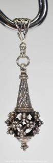 Pierced 700/800 Silver Pendant from Nepal.  3 1/2" long