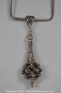 Pierced 700/800 Silver Pendant from Nepal.  3 1/2" long