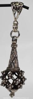 Pierced 700/800 Silver Pendant from Nepal.  3 1/2" long