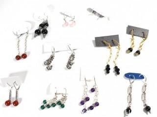 Group of Bead Dangle Earrings. 