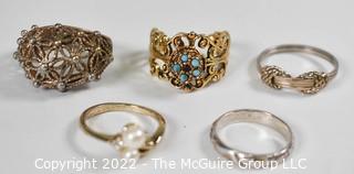 Five (5) Costume Jewelry Rings. 