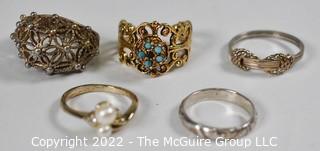 Five (5) Costume Jewelry Rings. 