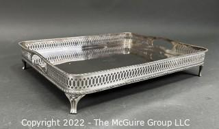 Sterling Silver Tray by Spanish Silversmith J Perez Fernandez With Lion Feet, A Rope Border To Top And Openwork Around The Edge.  13" x 10 1/2" x 3". 880 grams